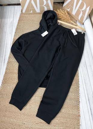Спортивный костюм на флисе в черном цвете h&m