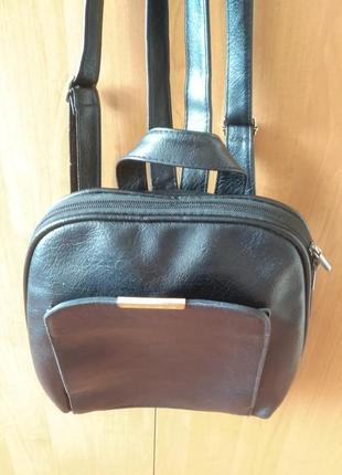 Брендовый рюкзак, экокожа,черный.2 фото