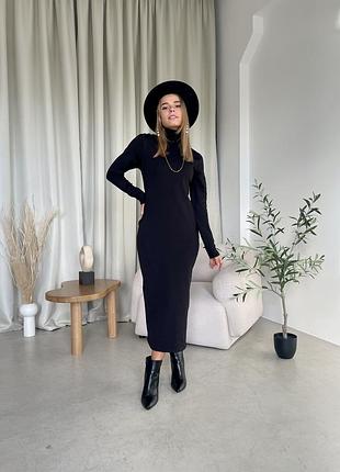 Трендова сукня рубчик модні теплі сукні довгі теплі сукні тепле плаття вільне зимові сукні з довгим рукавом сукня на флісі плаття2 фото