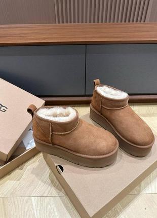 Ugg угги замшевые с мехом на высокой платформе3 фото