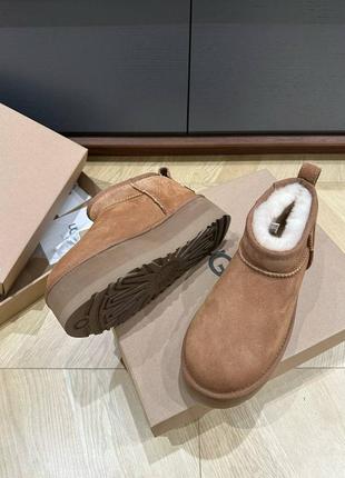 Ugg угги замшевые с мехом на высокой платформе5 фото