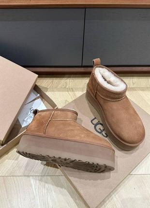 Ugg угги замшевые с мехом на высокой платформе1 фото