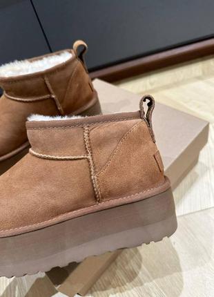 Ugg угги замшевые с мехом на высокой платформе6 фото