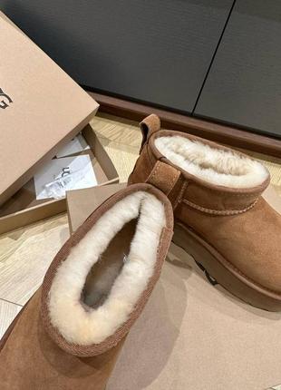 Ugg угги замшевые с мехом на высокой платформе4 фото