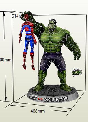 Paperkhan конструктор із картону hulk vs spiderman papercraft 3d полігональна фігура розвиваючий подарунок