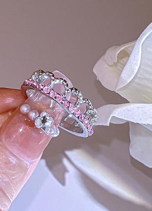 Кольцо розовые кристаллы колечко
