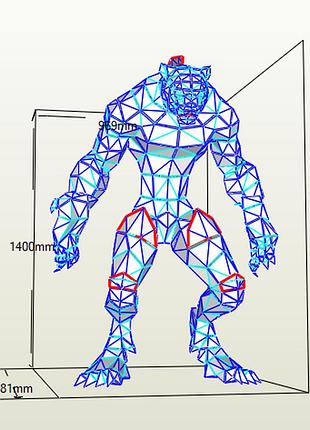 Paperkhan конструктор из картона ракшас пантера монст оригами papercraft 3d фигура развивающий набор антистрес