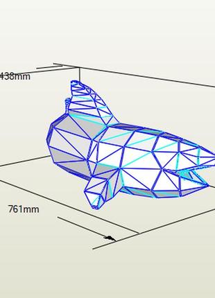Paperkhan конструктор із картону акула риба пазл орігамі papercraft 3d фігура полігональна набір подарок сувенір антистрес