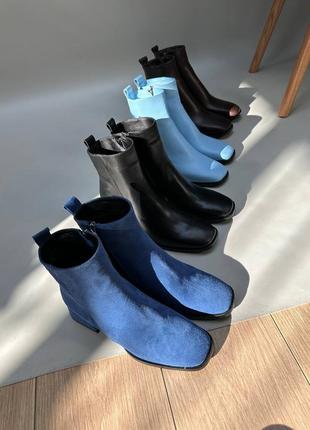Синие замшевые ботинки много цветов демисезонные зимние6 фото