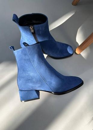 Синие замшевые ботинки много цветов демисезонные зимние