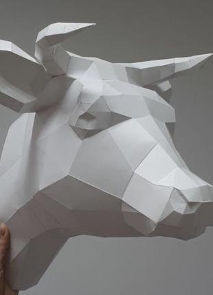 Paperkhan конструктор из картона бык голова пазл papercraft полигональная фигура развивающий набор подарок