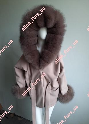 Нежное кашемировое пончо пальто с натуральным мехом песца, пальто пончо 42-56 р.р.9 фото