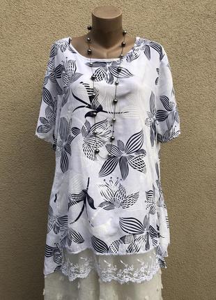 Штапельная блуза,рубаха,туника с к рулевом,этно бохо,вискоза,1 фото