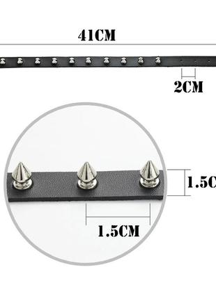 Браслет кожаный чокер с шипами на шею черный ошейник5 фото