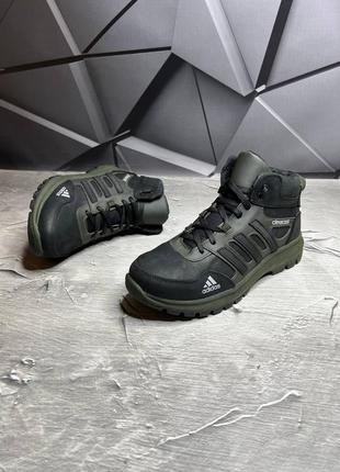 Зимние мужские кожаные ботинки/кроссовки adidas на меху1 фото