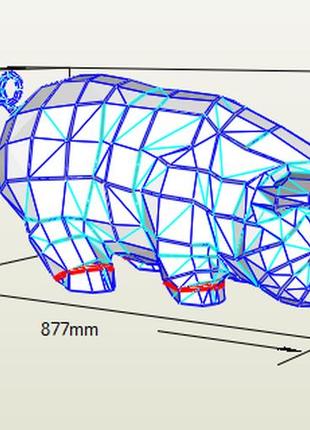 Paperkhan конструктор із картону свиня бабан  пазл оригамі papercraft 3d фігура полігональна набір подарок сувенір антистрес
