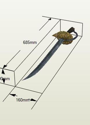 Paperkhan конструктор из картона пиратская сабля меч клинок макет модель паперкрафт подарок сувенир игрушка5 фото