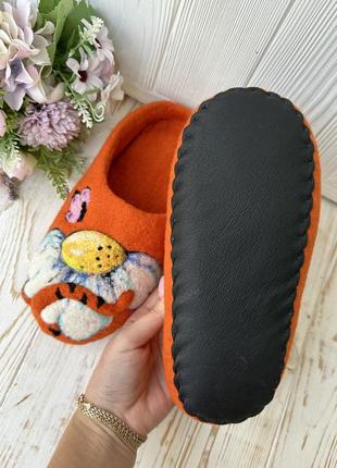 Натуральные домашние тапочки из шерсти,капцы для дома, бахрома