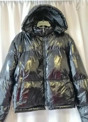 Лакована куртка moncler євро зима весна-осінь не продувається не промокає дутик пуффер розмір підійд8 фото