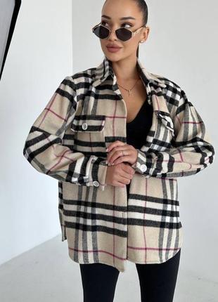 Рубашка кашемир в клетку беж красная серая розовый беж