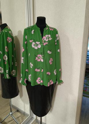 Hobbs нереально красивая зеленая цветочная блуза2 фото