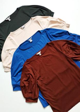 Красивые базовые футболки с объемными рукавами от h&m