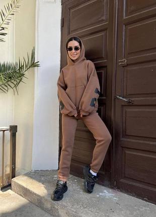 Теплый женский костюм на флисе батник и брюки, трехнить пенье на флисе відмінна якість