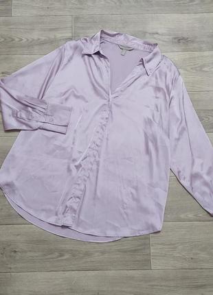 Бледно-розовая сатиновая рубашка2 фото