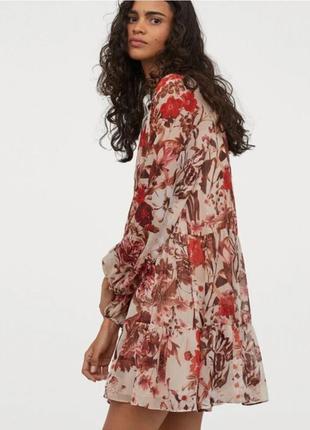 Платье оверсайз-шифоновое в цветочный принт h&amp;m2 фото