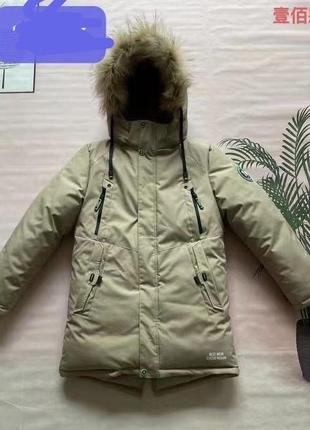 Зимняя детская удлиненная куртка пальто для мальчика 152-1701 фото