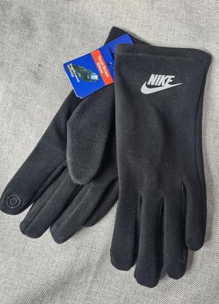 Перчатки чоловічі демісезонна осінь зима, перчатки рукавички найк, рукавички на мікрофлісі,  рукавички з сенсором на пальці, рукавички