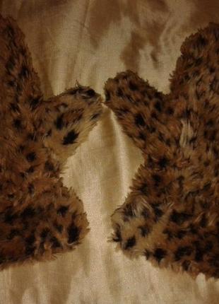 Варишки рукавицы зимние леопардовые теплые женские меховые1 фото