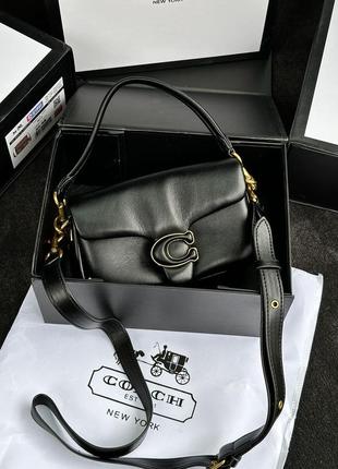 Класична сумка-клатч брендова coach leather covered c closure puffy tabby shoulder bag black