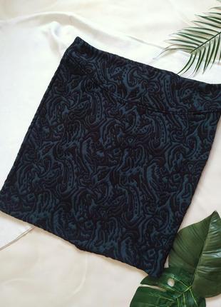 Спідниця олівець з фактурного трикотажу з малюнком, трикотажна, пряма, принт yessica