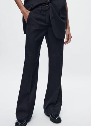 Прямые женские брюки в мелкую полоску zara new