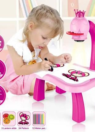 Столик для малювання projector painting з проектором, музикою, фломастерами, розвиваючий, 3+