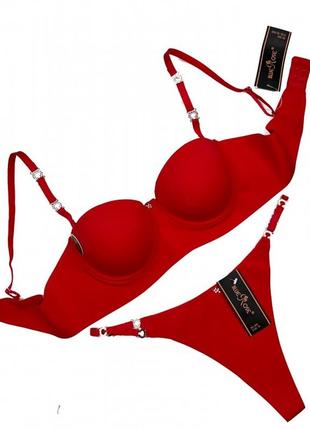 Комплект нижнего белья бесшовный, бюст и трусики, blue rose, чашка в