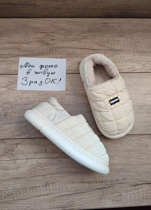 Сліпони дутики мокасини на хутрі лофери зимові капці капці жовті молочні