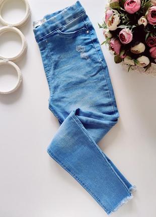 Голубые стрейчевые джеггинсы артикул: 17820 штаны джинсы1 фото