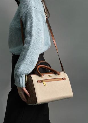 Брендовая сумка женская coach rowan satchel in signature canvas3 фото