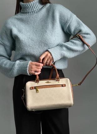 Брендовая сумка женская coach rowan satchel in signature canvas2 фото