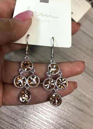 Шикарні висячі сережки з камінням блискучі сріблясті біжутерія i am asos