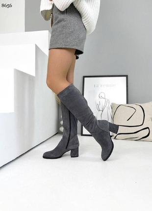 Стильные женские сапоги с утяжеленным каблуком деми/зима в наличии и под отшив 💛💙🏆1 фото