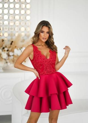 Женское роскошное стильное вечернее красное платье 20231 фото