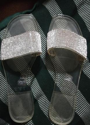 Силіконові прозорі шльопанці в'єтнамки зі стразами