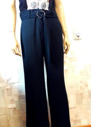 Стильные широкие брюки на высокой посадке с поясом от m&s