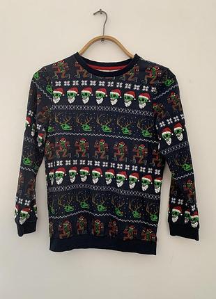 Світшот дитячий  tu хлопчик новорічний череп чорний розмір 10 років 140см