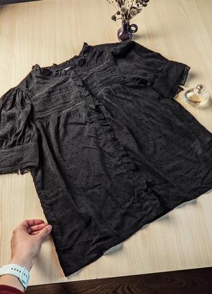 Блузка готична чорна мереживо-бавовна вікторійська s m2 фото