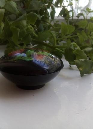 Шкатулка-пудреница ссср пластиковая петриковская роспись миниатюра дарницкой фспи (киев)