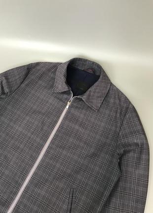 Стильный серый овершот в клетку, куртка, харик, харингстон, с воротником, ветровка, overshirt, верхняя рубашка5 фото